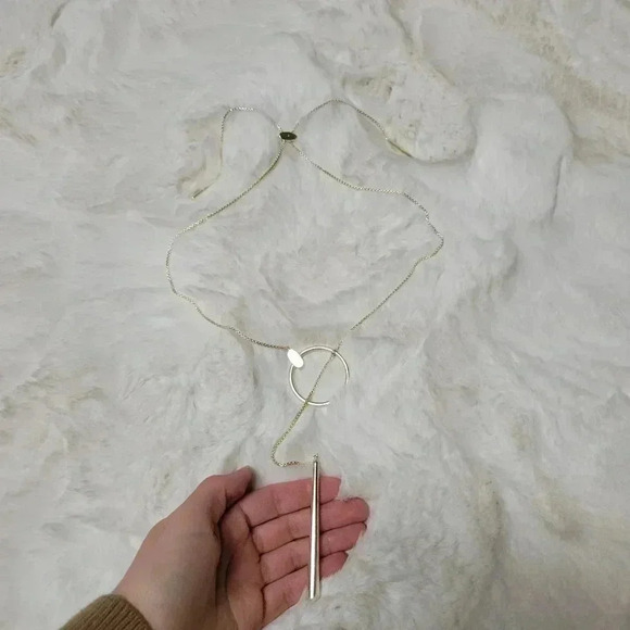 Kendra Scott Gold Tegan Large Necklace Y Adjustable - Picture 5 of 6